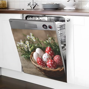 Easter egg basket magnetic sticker for dishwasher panel with rustic floral design