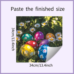 Macro detail of Easter egg stickers with floral patterns on adhesive PVC sheet