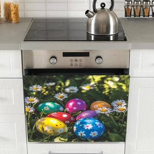 Easter floral egg magnetic kitchen dishwasher cover sticker for home decor