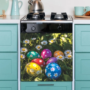 Floral Easter egg dishwasher door magnet sticker for kitchen appliance home decor