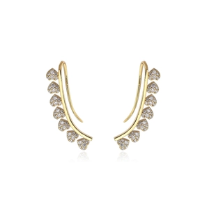 Elegant 18K gold-plated ear climbers with sparkling zircon heart-shaped elements for women