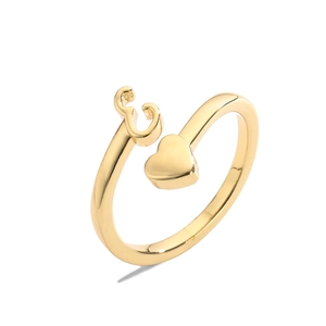 Anillo de corazón bañado en oro de 18K con diseño abierto para uso diario mujer