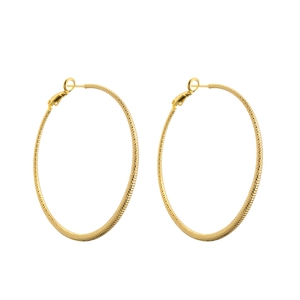 Boucles d'oreilles créoles en laiton plaqué or 18 carats avec texture chaîne serpent