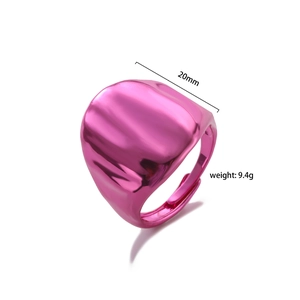 Polished rose pink geometric irregular metal ring with adjustable open band design