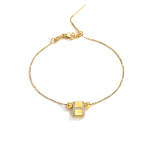 Adjustable S925 sterling silver box chain bracelet with cubic zirconia H initial pendant