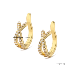 Detail view of 4.5mm gold-plated ear cuffs with micro-pave cubic zirconia accents