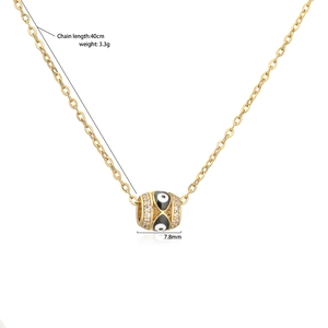 Collar de acero inoxidable chapado en oro de 18K con ojo turco y circonitas, 40cm