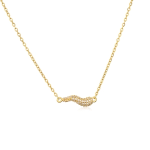 Gold lucky chili pepper necklace with micro-paved cubic zirconia in a streamlined design