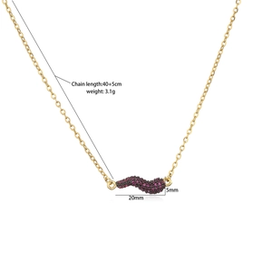 Micro-pave zircon lucky chili pendant necklace with 40+5cm gold chain for women
