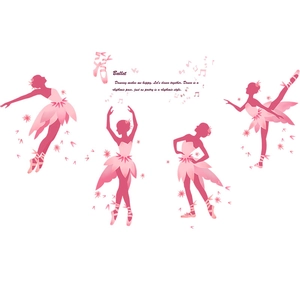 Dettaglio di silhouette di ballerine rosa con motivi floreali e adesivi da parete