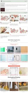Self-adhesive PVC wall sticker with installation steps and surface suitability guide
