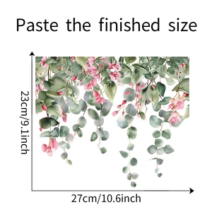 Detail of tropical plant toilet sticker showing 23x27cm finished size dimensions