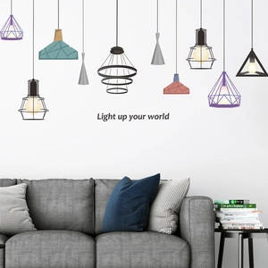 Modern creative chandelier wall stickers with Light up your world slogan for home decor