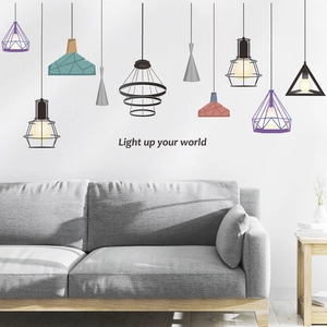 Modern self-adhesive wall stickers with 10 creative pendant lamp designs for home decor