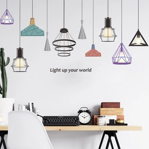 Modern minimalist chandelier wall stickers set in multiple colors for living room decor