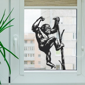 Adesivo da parete silhouette gorilla nero per vetri e decorazione casa camera letto
