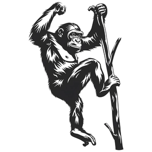 Adesivo murale con gorilla bianco e nero su ramo per decorazione del soggiorno
