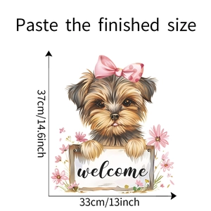 Detail view of Yorkshire Terrier welcome wall sticker with 37x33cm dimensions