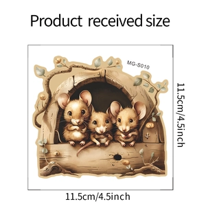 Detail size specifications of mouse hole wall sticker showing 11.5cm dimensions