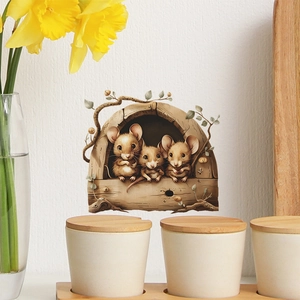 Cute cartoon mouse hole wall sticker for bedroom and kitchen home decoration decal