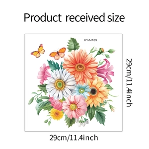 Floral wall sticker sheet with butterfly and daisy patterns, 29cm size for home decor