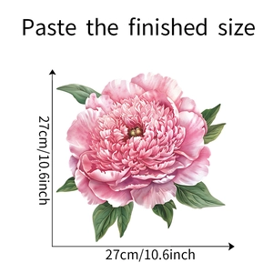 Watercolor pink peony flower toilet sticker 27x27cm waterproof wall decor decal