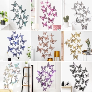 3D Hollow Butterfly Wall Stickers Home Decoration DIY Removable Butterfly Decals For Living Room Bedroom Wedding Party Decor