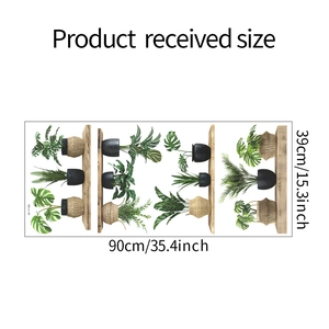 Macro layout of 39x90cm waterproof PVC wall stickers with realistic potted plant designs