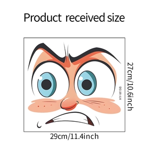 Detaillierte Maßzeichnung für wütendes Gesicht Cartoon-Wandaufkleber (29x27cm)