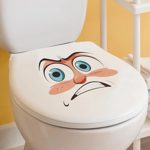 Lustiger Aufkleber für Toilettendeckel mit überraschtem Gesicht für die Badezimmerdeko