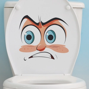 Kreative Cartoon Überraschung Emoji Toilettenaufkleber Wasserdicht PVC Selbstklebend Wandtattoo Für Badezimmer Kinderzimmer