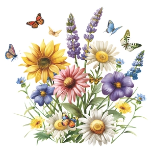 Colorful floral wall decals with sunflowers and butterflies for home decor