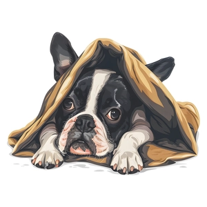 Cute puppy wall sticker for kids bedroom featuring a black and white French Bulldog puppy