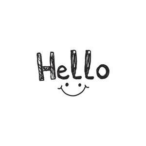 Minimalist black Hello wall sticker with a smiley face icon for home living room decor
