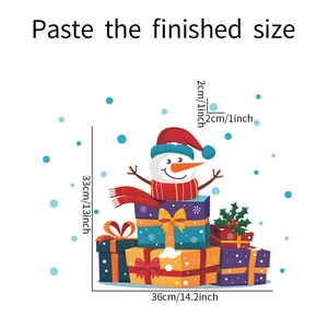 Macro view of Christmas snowman wall sticker with precise dimensions for home decor