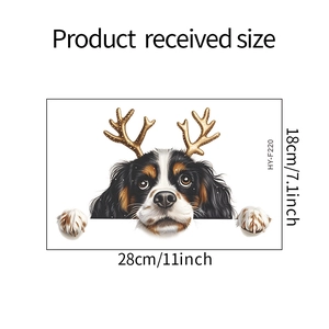 Weihnachts-Hunde-Wandsticker mit Maßen 28x18cm und Rentier-Geweih-Muster im Detail