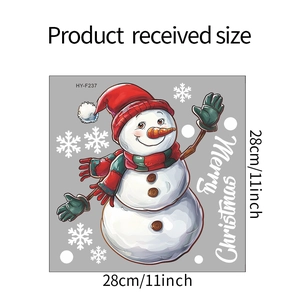 Detail view of 28x28cm snowman Christmas wall sticker with Merry Christmas text