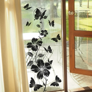 Black Flower Butterfly Vine Wall Sticker Removable PVC Self Adhesive Mural For Bedroom Glass Window Home Decoration