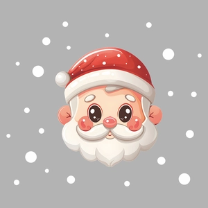 Adesivo murale Babbo Natale carino con cappello rosso e barba bianca su sfondo neve
