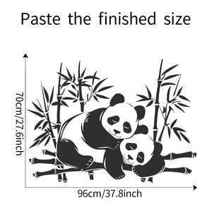 Dimensions des stickers muraux panda avec hauteur 70cm et largeur 96cm en détail