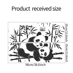 Dimensions des stickers muraux panda comprenant deux feuilles de 35x98cm pour la maison