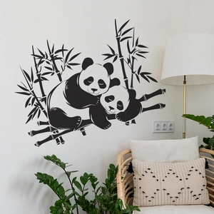 Sticker Mural Panda Bambou Amovible PVC Style Chinois Lavis Décalcomanie Murale DIY Pour Chambre Salon Maison Décoration