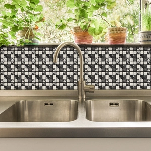 Waterproof black and white geometric mosaic wall stickers for kitchen backsplashes