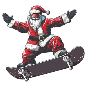 Dynamic skateboarding Santa Claus wall sticker for festive home bedroom decor