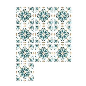 Set of 10 mandala tile stickers in blue and gold for kitchen and bathroom decor