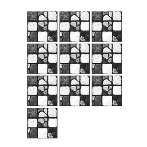 Set of 10 self-adhesive black and white pebble stone texture 3D tile stickers for kitchen
