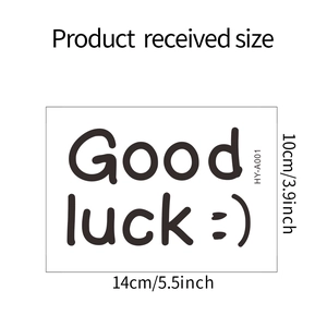 Detail of Good luck smiley wall sticker with HY-A001 model marking on white background