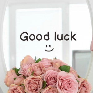 Good Luck wall sticker with smiley face for mirror and glass home window decor