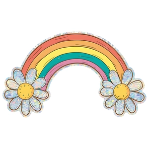 Rainbow daisy flower window film with prismatic laser effect for home wall decoration