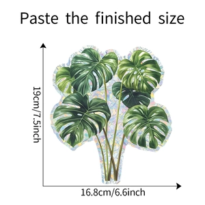 Détail du sticker feuille de monstera mesurant 19cm sur 16,8cm avec texture prismatique